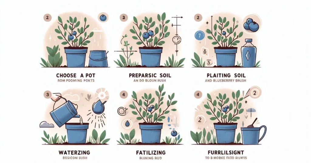 Showing how to plant and care for blueberry bushes in pots