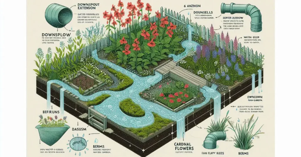 Showing the layout of a rain garden
