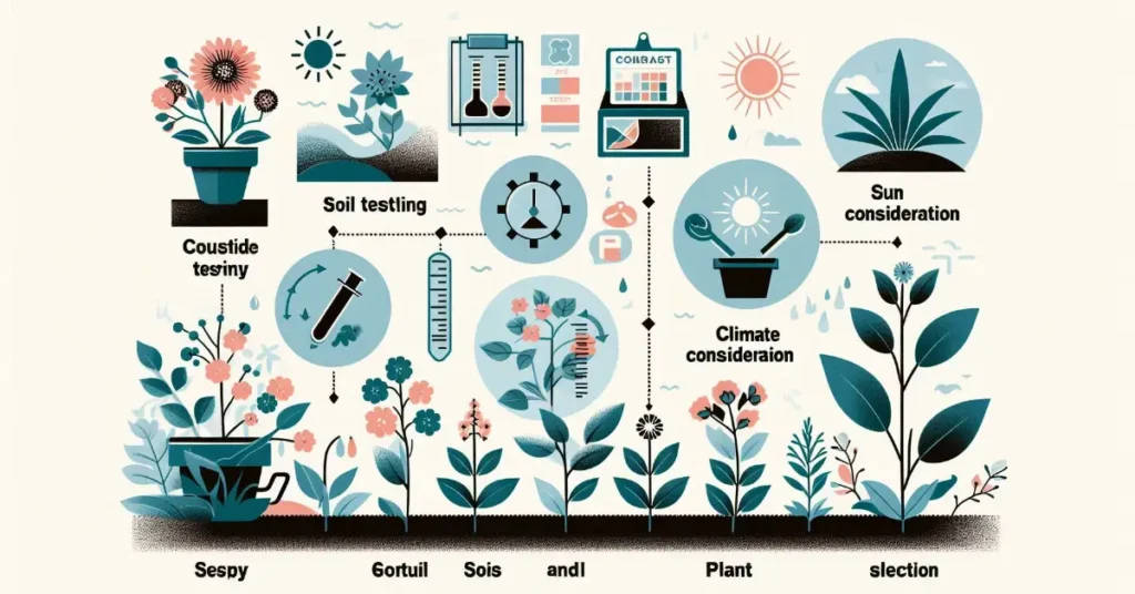 Guide illustration showing the process of selecting native plants